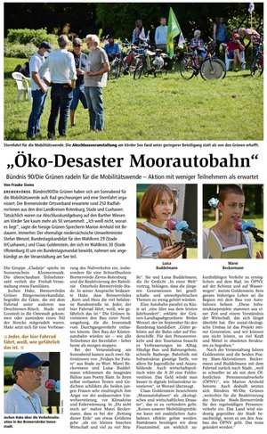 Bündnis90/Die Grünen Sternfahrt am 3.7.2021 – Zeitungsartikel